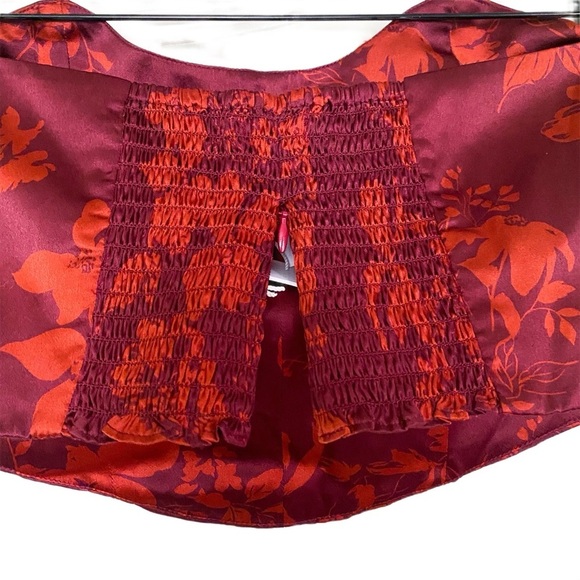 Reformation Maia Silk Corset Strapless Top Brick Floral 4 NWT - Picture 5 of 7